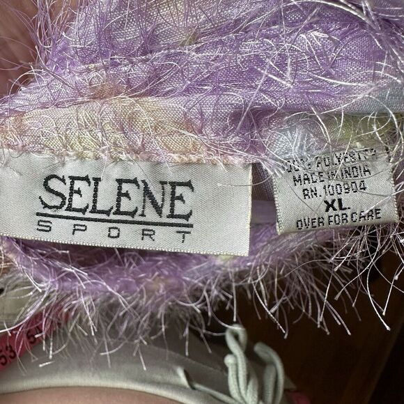 Vintage Selene Sport Pastel Feather Button Up Top XL Groovy Y2K Retro Soft Girl - Picture 6 of 9